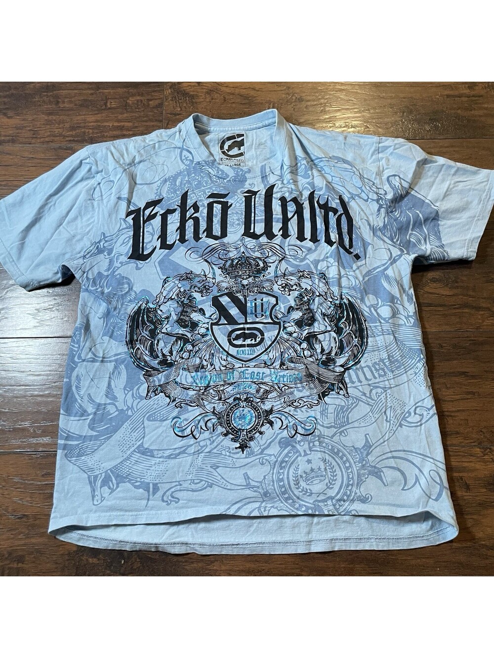Vintage Ecko Unltd T Shirt XXL Graffiti Marc Japan Rhino Streetwear Blue Y2K 00s